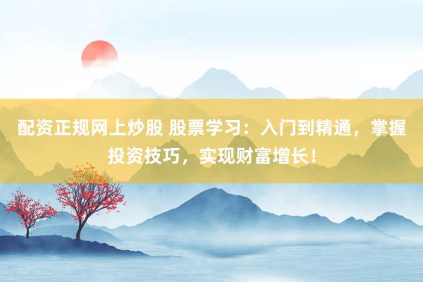 配资正规网上炒股 股票学习：入门到精通，掌握投资技巧，实现财富增长！
