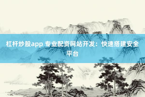 杠杆炒股app 专业配资网站开发：快速搭建安全平台
