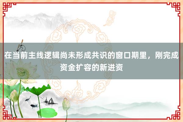 在当前主线逻辑尚未形成共识的窗口期里，刚完成资金扩容的新进资