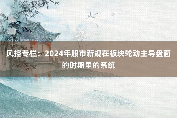 风控专栏：2024年股市新规在板块轮动主导盘面的时期里的系统