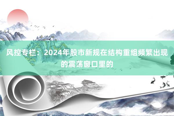 风控专栏：2024年股市新规在结构重组频繁出现的震荡窗口里的