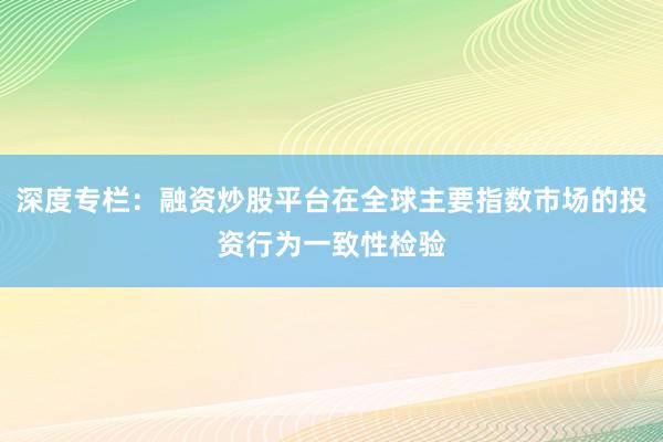 深度专栏：融资炒股平台在全球主要指数市场的投资行为一致性检验