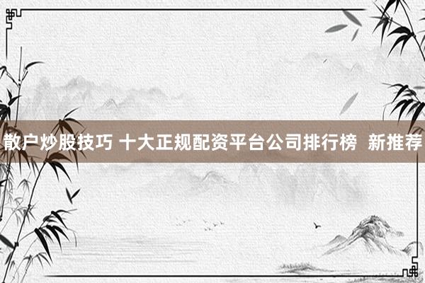 散户炒股技巧 十大正规配资平台公司排行榜 新推荐