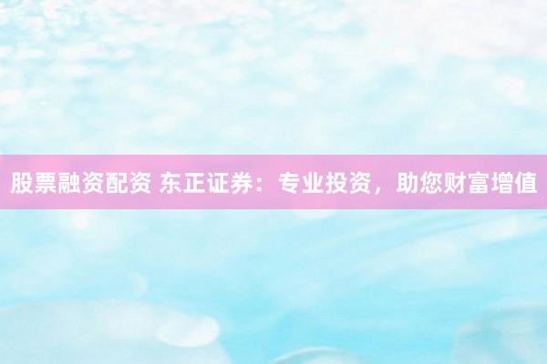 股票融资配资 东正证券:专业投资,助您财富增值