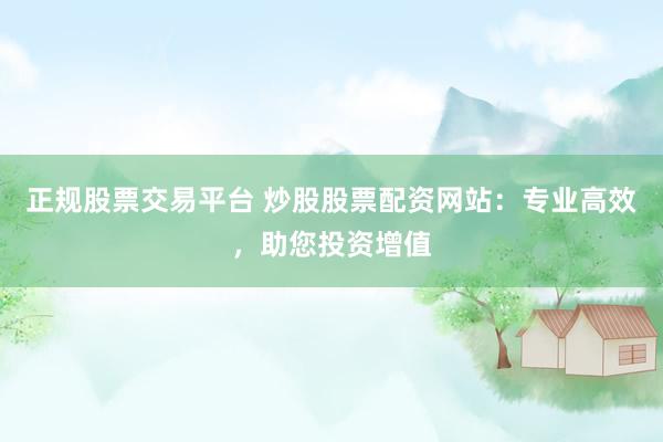 正规股票交易平台 炒股股票配资网站:专业高效,助您投资增值