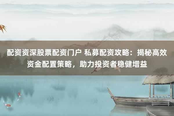 配资资深股票配资门户 私募配资攻略:揭秘高效资金配置策略,助力投资者稳健增益