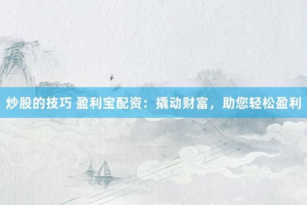 炒股的技巧 盈利宝配资：撬动财富，助您轻松盈利